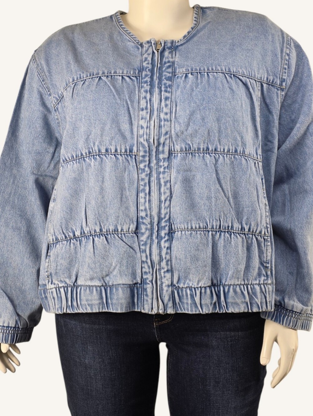 Torrid Ruched Denim Collarless Jacket Light Wash 3X NWT